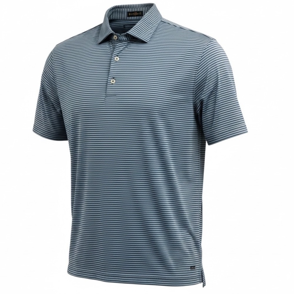Paul‎ Stuart Mens Golf Polo Shirt Blue Stripe Short Sleeve Size Medium (A47)